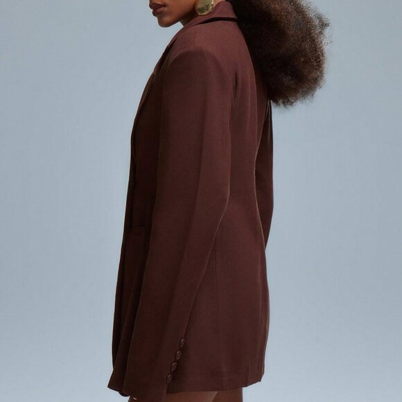 Coffee Brown Elegant Womens Old Money Oversized Blazer Dress - Picture 2 of 5